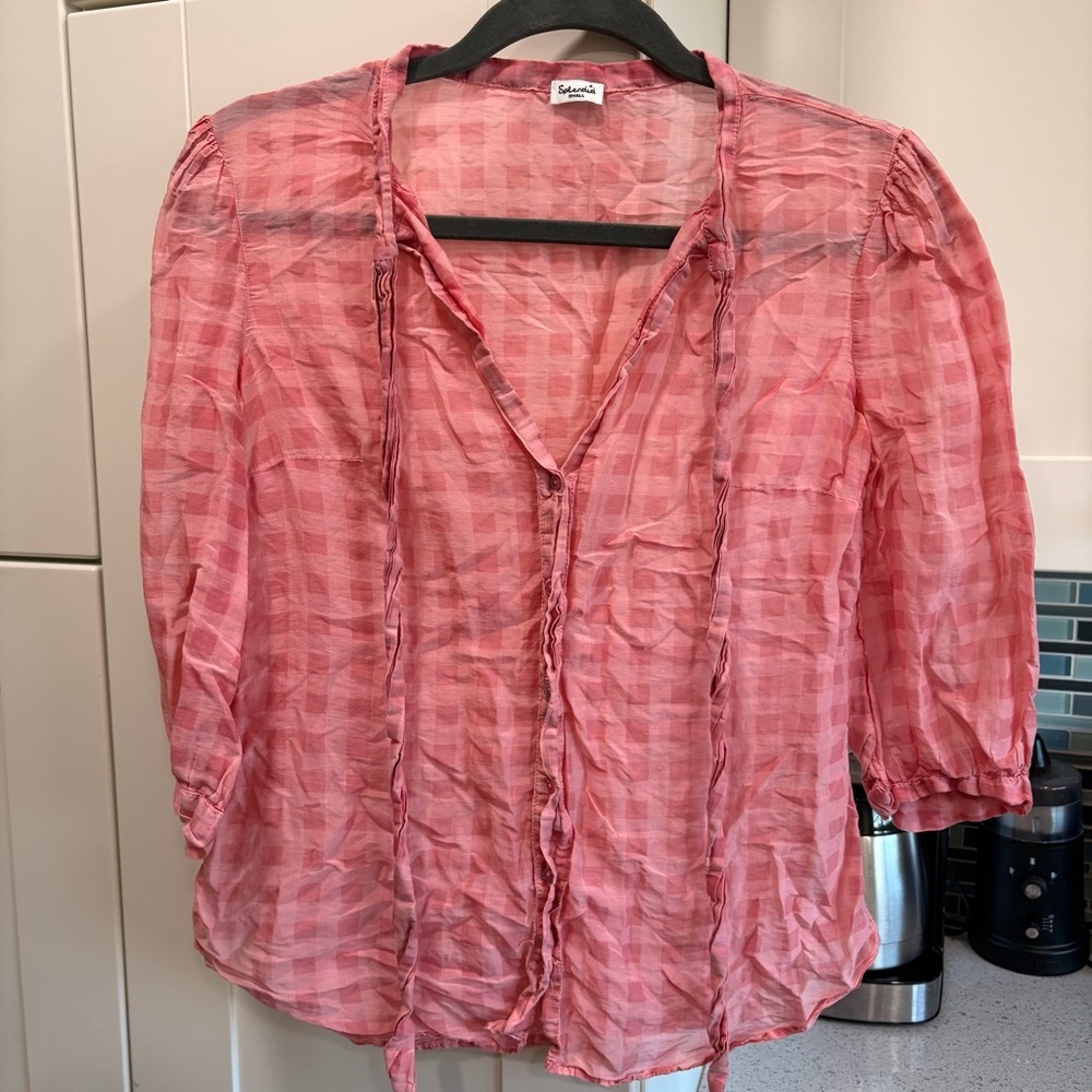 Splendid plaid button down top